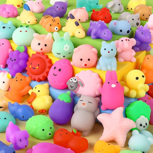 FLY2SKY 45Pcs Mochi Squishy Toys Mini Squishies Kawaii Animal Squishies Party Favors for Kids Cat Panda Unicorn Squishy Novelty Stress Relief Toys Birthday Gifts Goody Bags Class Prizes Pinata Fillers