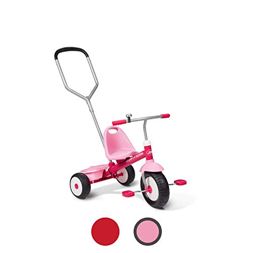 Radio Flyer Deluxe Steer & Stroll Trike, Kids And Toddler Tricycle, Pink Kids Bike, Age 2-5 Years