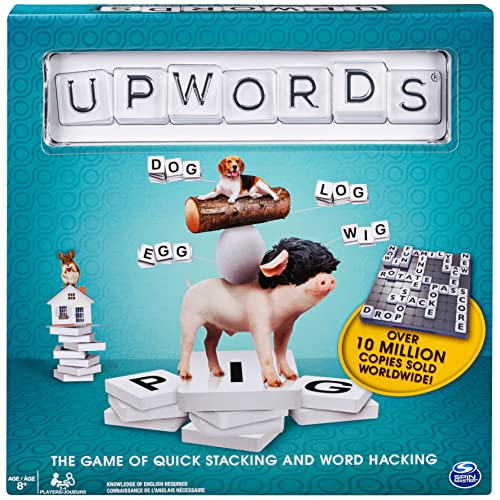 Upwords, The Game of Quick Stacking & Word Hacking with Stackable Letter Tiles, 2022 Edition | Word Games | Board Games for Kids 8-12 | Family Games for Ages 8+