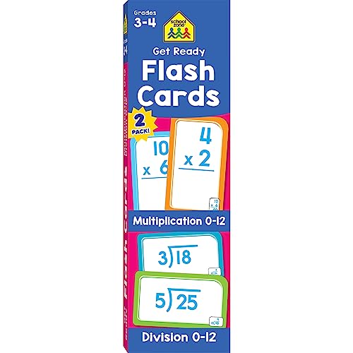 School Zone - Get Ready Flash Cards Multiplication & Division 2 Pack - Ages 8 to 9, 3rd Grade, 4th Grade, Multiplication 0-12, Division 0-12, Elementary Math, and More