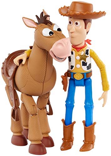 Mattel Disney Pixar Toy Story 4 Woody and Bullseye 2-Character Pack, Movie-inspired Relative-Scale for Storytelling Play