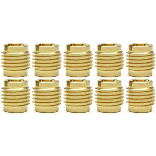 Ten (10) #6-32 Brass Knife Threaded Inserts for Wood | .375" Length (BCP869)