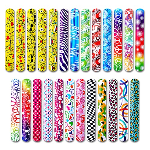 50-Piece Slap Bracelets Easter Basket Fillers for Toddlers & Kids 3-10 Bulk Snap Wristbands Party Favors 25 Unique Designs Colorful for Children