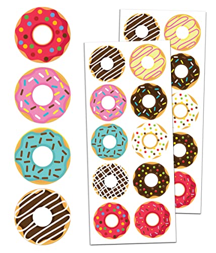 Donut Stickers Sheets Set, 1.5" - 20 Sheets, 200 Stickers