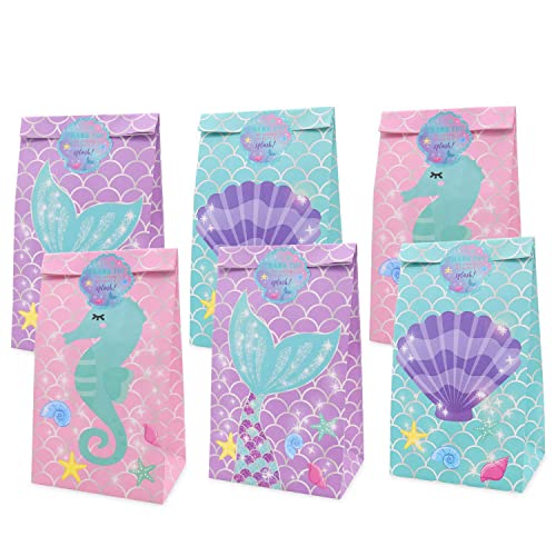 Yaaaaasss! 24 Pcs Little Mermaid Party Favor Candy Bags Mermaid Gift Bags Under the Sea Goodie Treat Gift Wrap Bags for Birthday Party Decorations Supplies