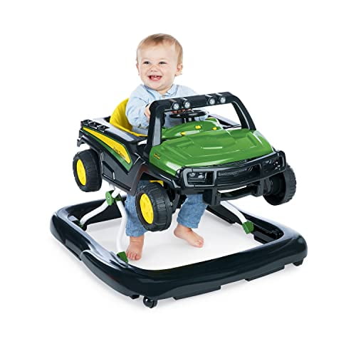 Bright Starts John Deere 4-in-1 Gator Green Baby Activity Center & Push Walker with Removable Interactive Steering Wheel Toy, 6 Months and up