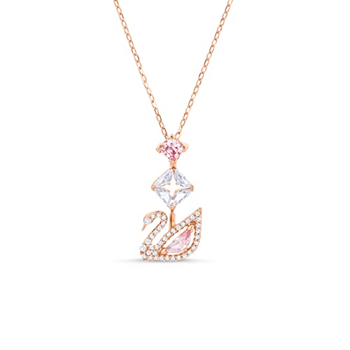 Swarovski Dazzling Swan Y Necklace, Rose Gold Tone Finish, Pink Crystals, Clear Crystals