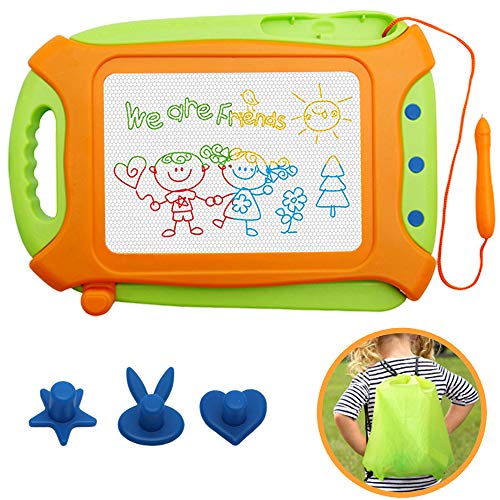 Wellchild Magnetic Drawing Board for Toddlers,Travel Size Toddlers Toys A Etch Toddler Sketch Colorful Erasable with One Carry Bag Magnet Pen and Three Stampers