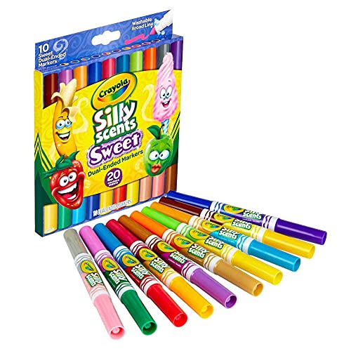 Crayola Silly Scents Dual Ended Markers, Sweet Scented Markers, 10 Count, Gift for Kids, Age 3, 4, 5, 6