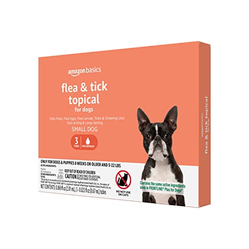 Amazon Basics Flea and Tick Topical Treatment for Small Dogs (5-22 pounds), 3 Count (Previously Solimo)