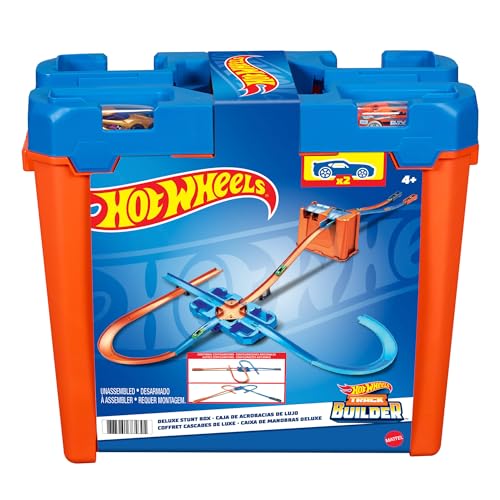 Hot Wheels Track Builder Playset, Deluxe Stunt Box with 25 Component Parts & 1:64 Scale Toy Car (Amazon Exclusive)