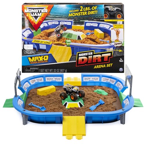 Monster Jam, Monster Dirt Arena 24-inch Playset with 2lbs of Monster Dirt and Exclusive 1:64 Scale Die-Cast Monster Jam Truck