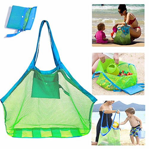 SupMLC Mesh Beach Bag Extra Large Beach Bags and Totes Tote Backpack Toys Towels Sand Away For Holding Beach Toys Children