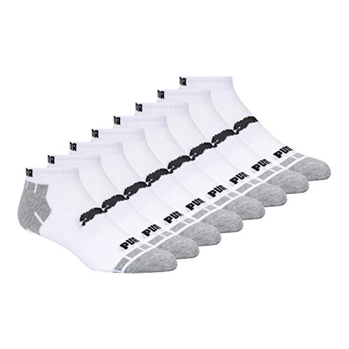 PUMA mens 8 Pack Low Cut Running Socks, White_Grey, 10 13 US