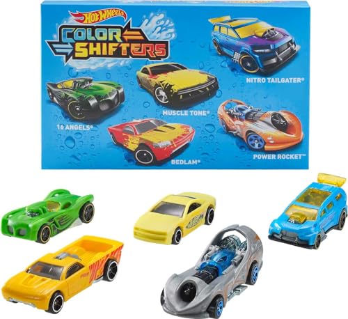 Hot Wheels Set of 5 Color Shifters Cars or Trucks in 1:64 Scale, Color Change Toy Vehicles (Styles May Vary) (Amazon Exclusive)