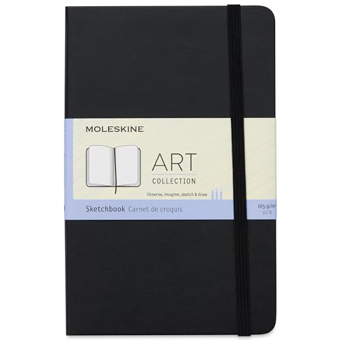 Moleskine Art Sketchbook, Hard Cover, Medium (4.5" x 7") Plain_Blank, Black, 88 Pages