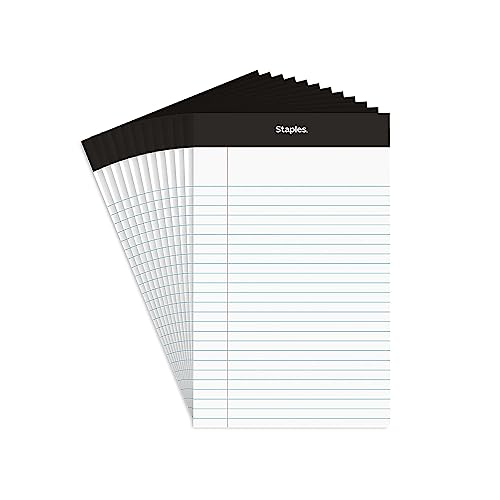 STAPLES TRU RED Notepad, 5" x 8", Narrow Ruled, White, 50 Sheets_Pad, Dozen Pads_Pack (TR57338)