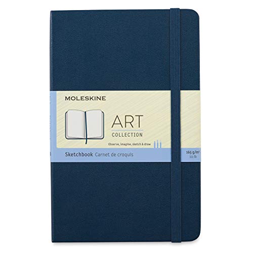 Moleskine Art Sketchbook, Hard Cover, Medium (4.5" x 7") Plain_Blank, Sapphire Blue, 88 Pages