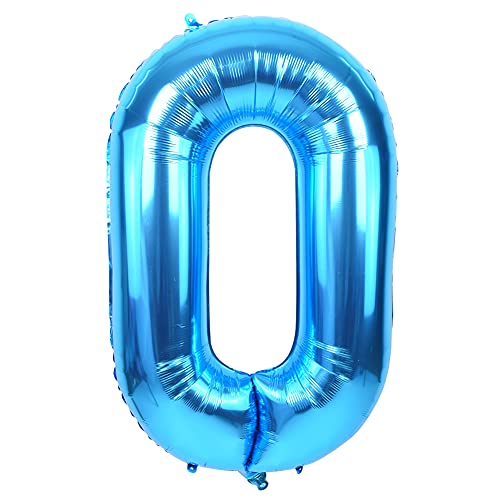 TONIFUL 40 Inch Blue Large Numbers Balloon 0-9(Zero-Nine) Birthday Party Decor,Foil Mylar Big Number Balloon Digital 0 for Birthday Party,Wedding, Bridal Shower Engagement Photo Shoot, Anniversary