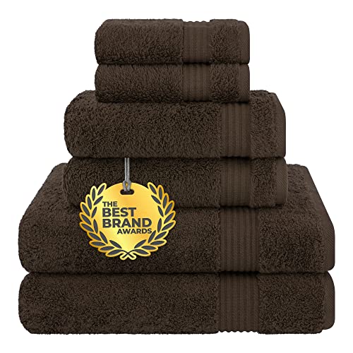 Cotton Paradise 6 Piece Towel Set, 100zz Cotton Soft Absorbent Turkish Towels for Bathroom, 2 Bath Towels 2 Hand Towels 2 Washcloths, Brown Towel Set