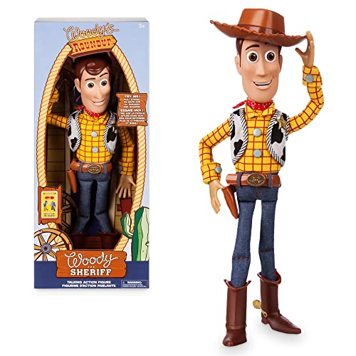 Disney Store Official Woody Interactive Talking Action Figure - Toy Story Toys - Pull String Woody Toy Story Doll with Phrases & Interactive Feature, Soft Body Construction, Detachable Cowboy Hat