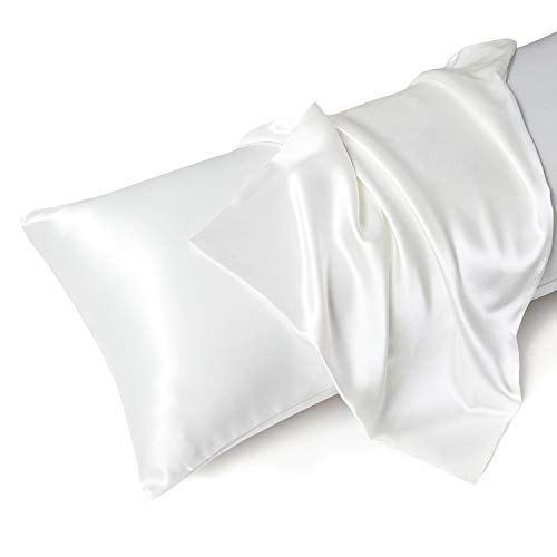 MR&HM Satin Body Pillow Cover, 20x54 inches Body Pillow Case for Adults, Silk Satin Cooling Body Pillow Pillowcase with Envelope Closure (20x54, Ivory)