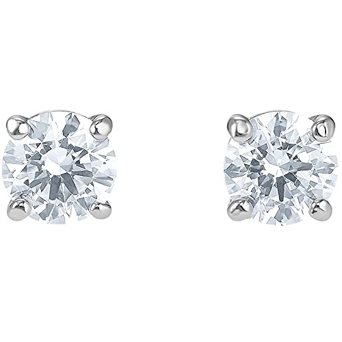 Swarovski Attract Stud Pierced Earrings, Clear Round-Cut Stones in a Rhodium-Finished Setting, Part of the Swarovski Attract Collection