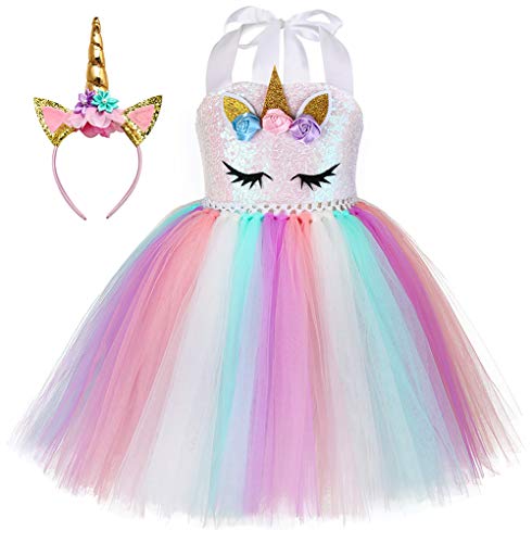 Unicorn Costume For Girls Dress Up Clothes For Little Girls Rainbow Unicorn Tutu With Headband Birthday Gift