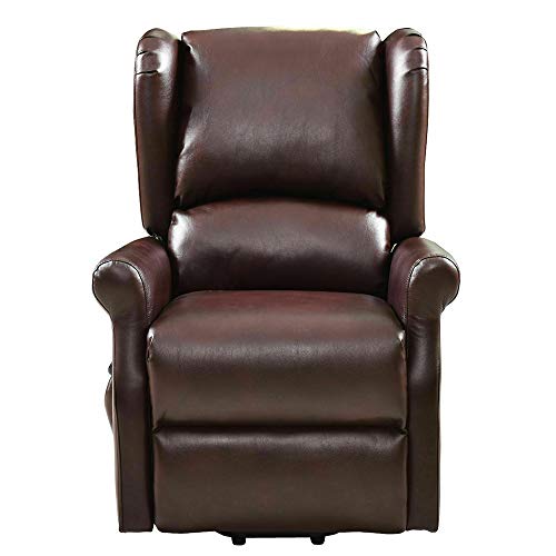 Thaweesuk Shop New Dark Brown Lift Chair Electric Power Recliners Reclining Chair Living Room Furniture Fake Leather Sponge 30.3”Wx37”Dx40.9”H of Set