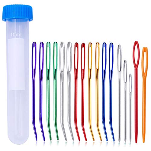 17 Pieces Yarn Needle Set,Tapestry Needle Bent Tip Tapestry Needles for Yarn Large Eye Blunt Needles for Hand Sewing Yarn Sewing Needles Set with Plastic Sewing Needle for Knitting Crochet