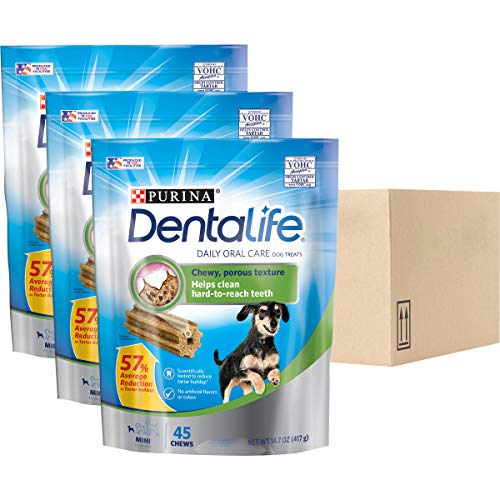 Purina DentaLife Made in USA Facilities Toy Breed Dog Dental Chews, Daily Mini - 135 Treats