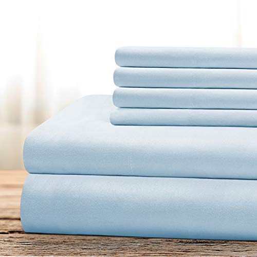 BYSURE 6 Pieces Bed Sheets Set(King, Baby Blue) - Hotel Luxury Super Soft 1800 Thread Count 100zz Microfiber Sheets with Deep Pockets, Wrinkle & Fade Resistant