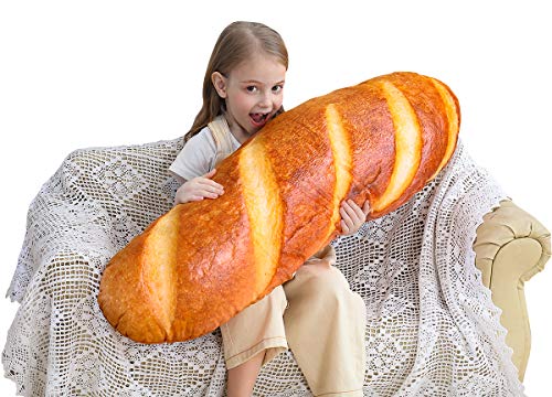 Wepop 24 in 3D Simulation Bread Shape Pillow Soft Lumbar Baguette Back Cushion Funny Food Plush Stuffed Toy