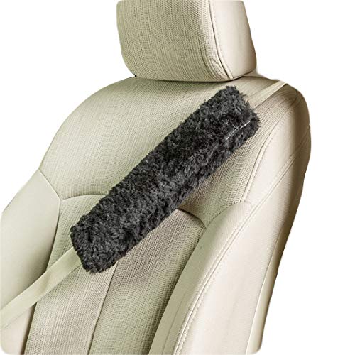 Engel Worldwide Twin Pack! Soft, Comfortable Universal Fitting Genuine Merino Sheepskin Seat Belt Shoulder Cover Pads for Adults, Children, Youth. Multiple Colors Available (Black)