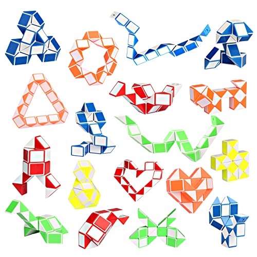 Ganowo 18 Pack Fidget Snake Cube Mini Twist PuzzleToys for Kids Teens Stocking Stuffer, Birthday Party Favors, Goodie Bags Fillers, Classroom Rewards, Random Colors