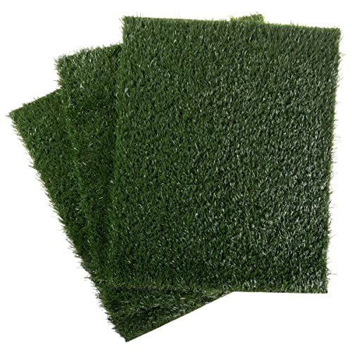 Pee Pads for Dogs - Set of Three 23x18.5-Inch Replacement Turf Grass Mats for Potty Training - Dog Housebreaking Supplies for Small Pets by PETMAKER, Green, Medium