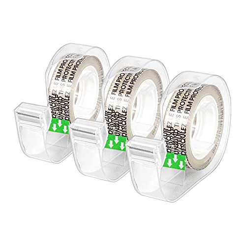 Amazon Basics Double Sided Tape with Dispenser, Narrow Width, 1_2 x 252 inches, 3-Pack, Translucence