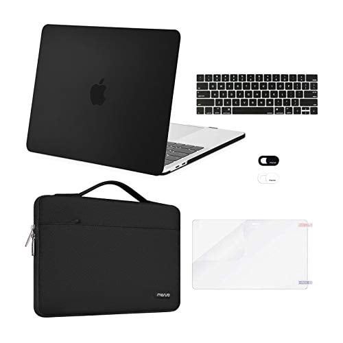 MOSISO Compatible with MacBook Pro 13 inch Case M2 2024, 2023, 2022-2016 A2338 M1 A2251 A2289 A2159 A1989 A1708 A1706, Plastic Hard Case&Bag&Keyboard Skin&Webcam Cover&Screen Protector, Black