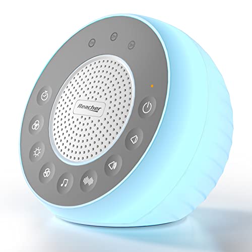 REACHER R2 White Noise Sound Machine for Baby Sleep and Nursery Night Light, 31 Natural Soothing Sounds for Sleeping, White_Pink_Brown Noise, Sound Machine with Light for Adults, Kids