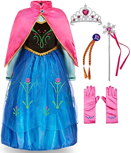 Funna Princess Costume for Toddler Girls Fancy Dress Party with Accessories Blue, 3T