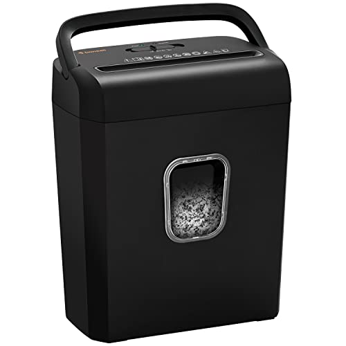 Bonsaii 6-Sheet Micro-Cut Paper Shredder, P-4 High-Security for Home & Small Office Use, Shreds Credit Cards_Staples_Clips, 3.4 Gallons Transparent Window Wastebasket, Black (C234-A)