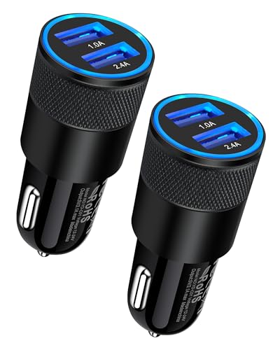 Car Charger, [2Pack_3.4a] Fast Charge Dual Port USB Cargador Carro Lighter Adapter for iPhone 15 14 13 12 11 Pro Max X XR XS 8 Plus 6s, iPad, Samsung Galaxy S23 S22 S21 S10 Plus S7 j7 S10e S9 Note 8