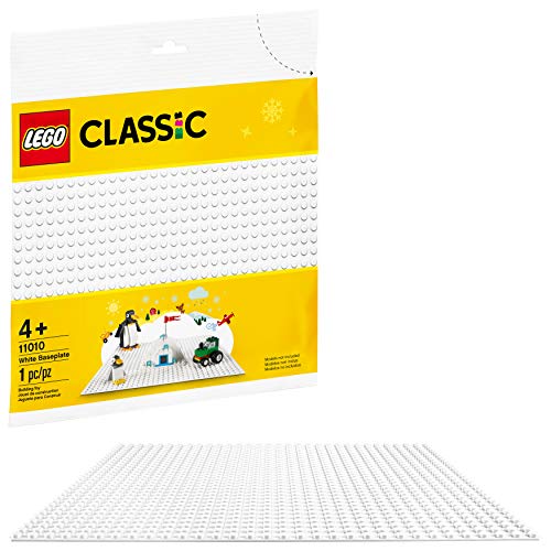 LEGO Classic White Baseplate 11010 Creative Toy for Kids, Great Open-Ended Imaginative Play Builders (1 Piece)