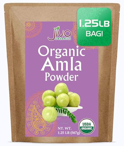 Organic Pure Amla Berry Powder, 1.25 Pound - Food Grade & Non-GMO - for Cooking & Beauty Care - by Jiva Organics