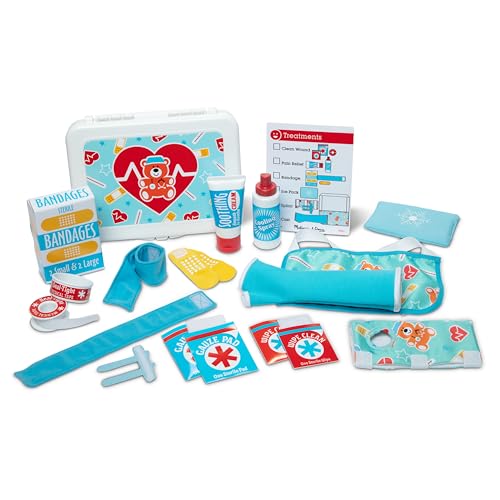 Melissa & Doug Get Well First Aid Kit Play Set – 25 Toy Pieces - Pretend Play Reusable Bandages