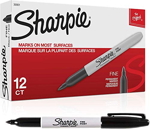 SHARPIE Markers SAN-30001 Fine Point Permanent, Black; 12_Pk