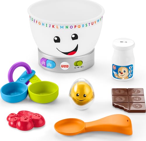 Fisher-Price Laugh & Learn Baby Learning Toy Magic Color Mixing Bowl with Pretend Food Music & Lights for Ages 6+ Months