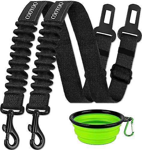 COOYOO Dog Seat Belt,3 Piece Set Retractable Dog Car Harness Adjustable Dog Seat Belt for Vehicle Nylon Pet Safety Seat Belts Heavy Duty & Elastic