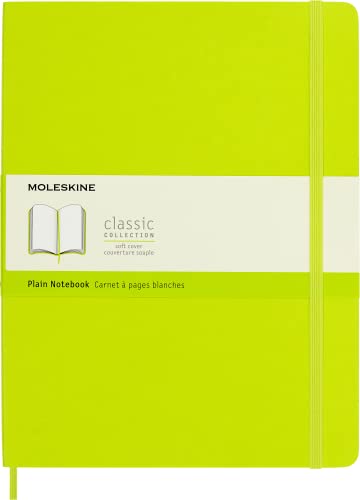 Moleskine Classic Notebook, Soft Cover, XL (7.5" x 9.5") Plain_Blank, Lemon Green, 192 Pages