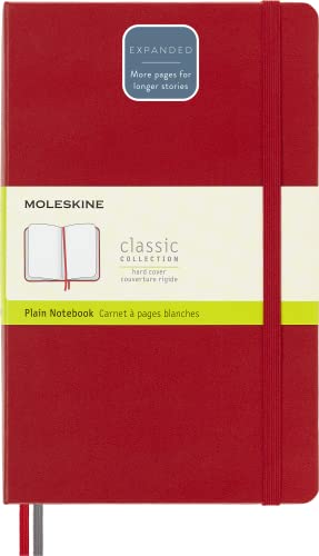 Moleskine Classic Expanded Notebook, Hard Cover, Large (5" x 8.25") Plain_Blank, Red, 400 Pages